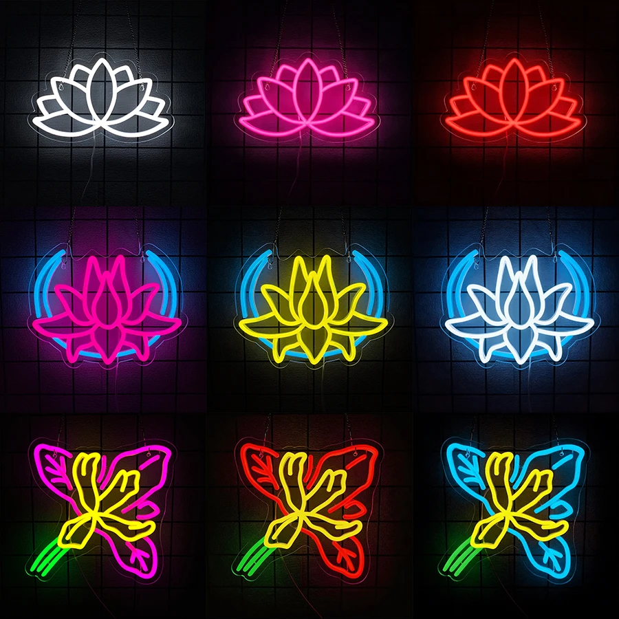 Pilates Yoga Room - Letreiro Neon Lótus, Letreiro de Luz