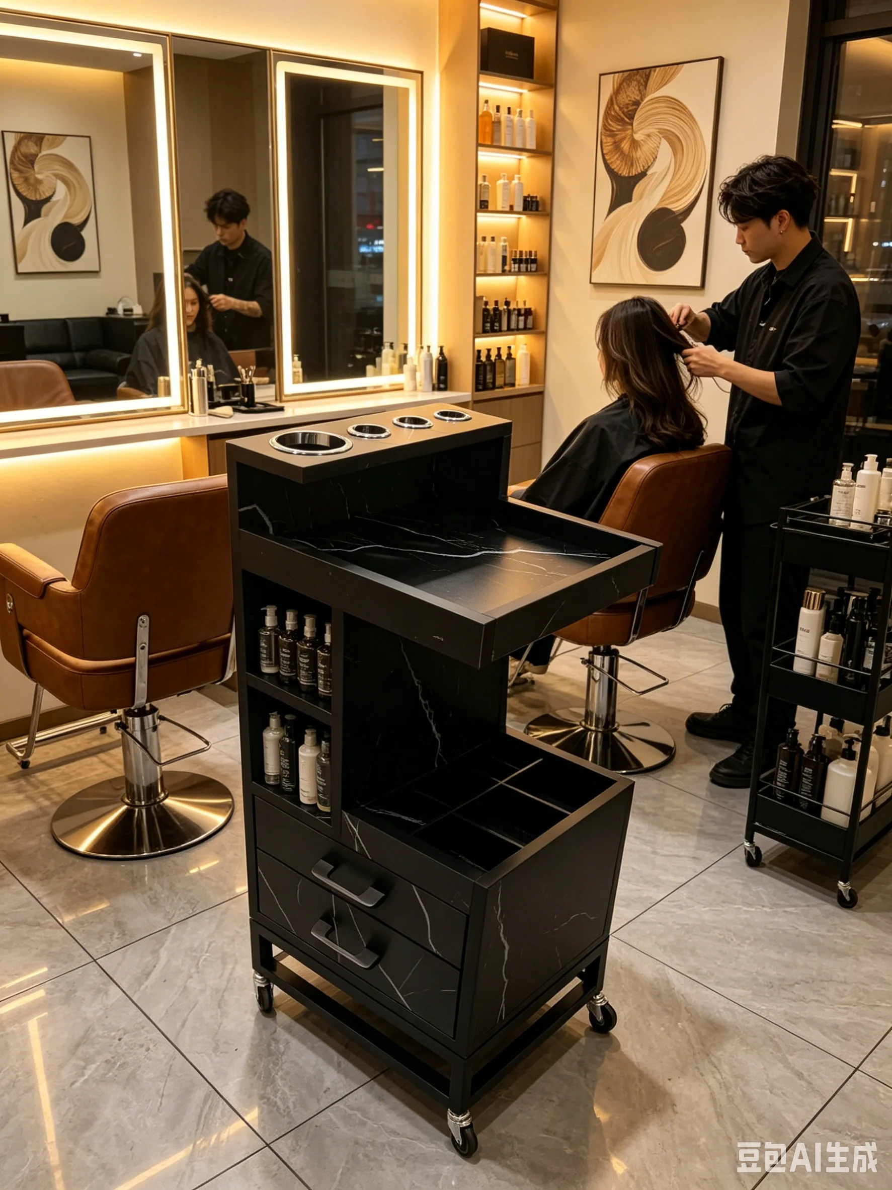 Luxury Hair Salon Metal - Made Rolling Cart