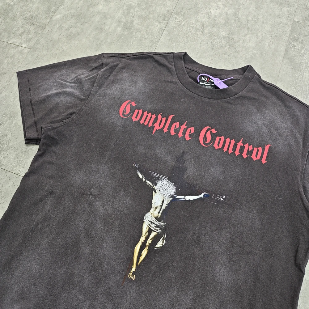 Yao Fashion Saint OF Michael 25SS Loose Retro Trend Casual Short Sleeve Tops Graphics Print Tee T