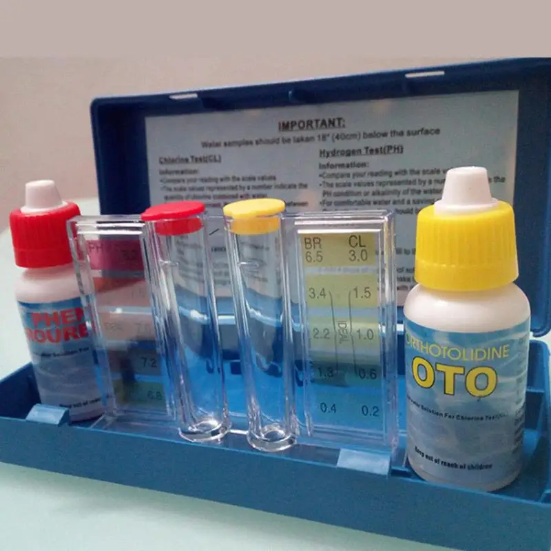 Swimming Pool Special Test Kit Accessories PH Chlorine Inspection Liquid Water Quality Component Test Box Water Tester For Spa