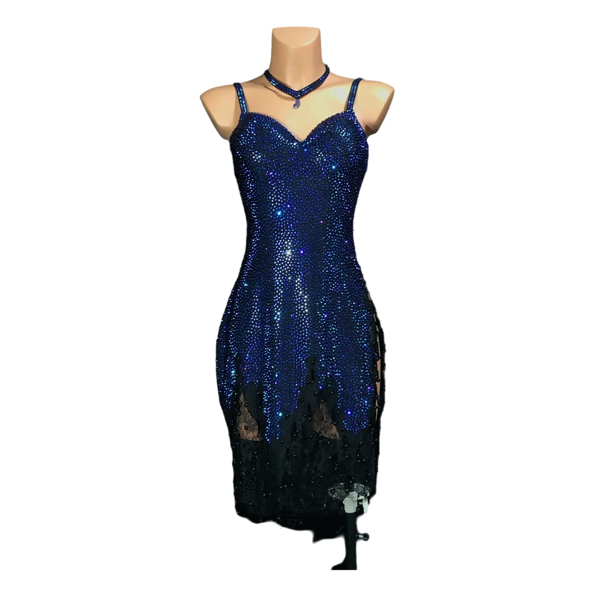 Latin Dancers, Adults, Children, High-End Customized Starry Night Super Flash Dress, Black Pool AB Stone Practice Race Dress