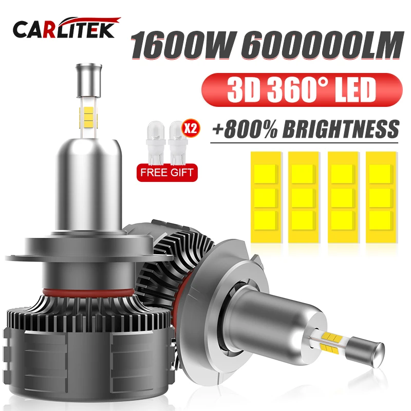 1600W H7 Car Headlight Bulbs H4 H1 H8 H11 9005 HB3 9012 HIR2 Led with SAMSUNG 600000LM chip 360 LED 9006 HB4 6500K Autolamp 2Pcs