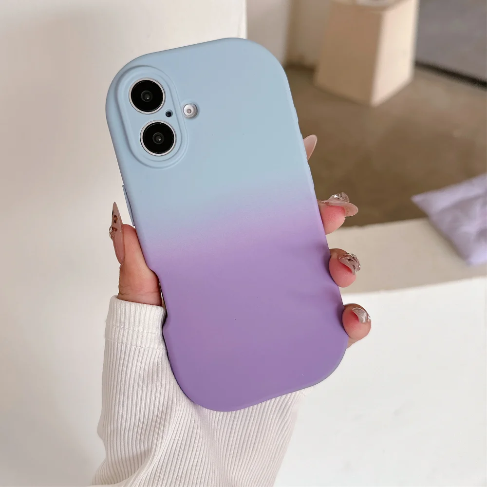 

Shockproof Cute Gradient Oval Soap Soft Silicone Case For iPhone 15 Pro Max 14 Plus 13 12 11 Thickened Camera Protection Cover