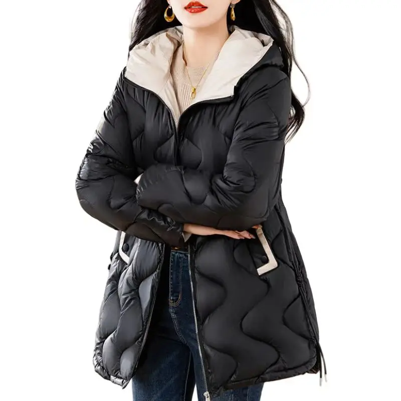 Women cotton padded jacket coat hooded long sleeve zipper-up female outerwear chic tops,quilted coat for women