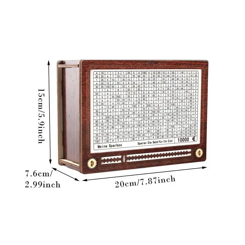 ธนาคารเหรียญเงิน Saving Bank ไม้ Sorter Organizer คอนเทนเนอร์เคาน์เตอร์สําหรับห้องเรียนทํางาน Art Student Dorm Travel