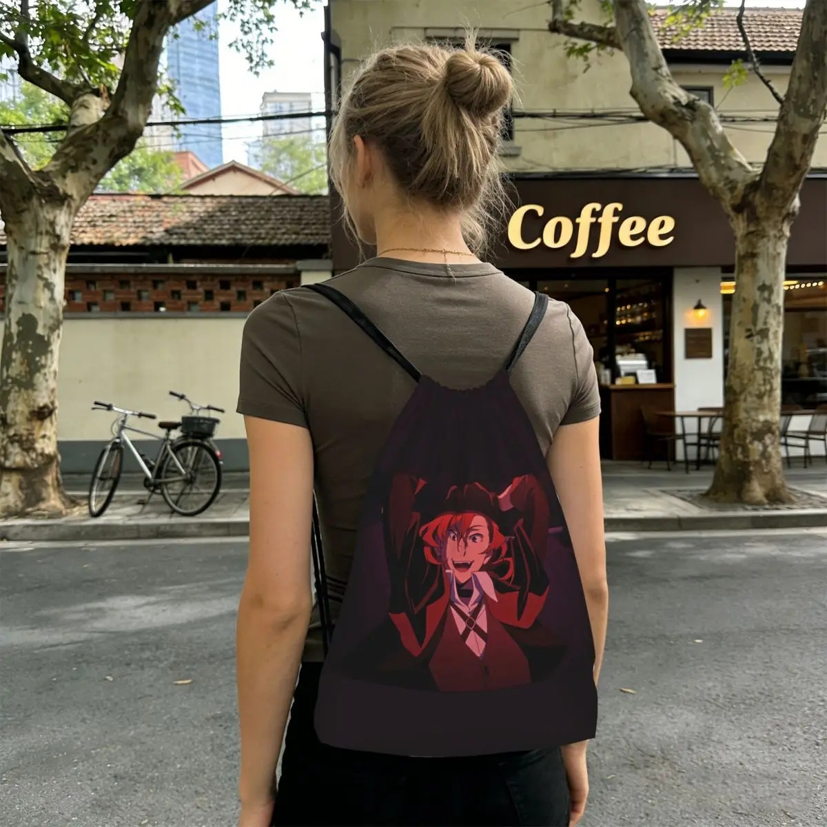 Bungou Stray Dogs Chuuya Nakahara Backpacks Portable Drawstring Bags Sports Bag Book Bags for Man Woman Students