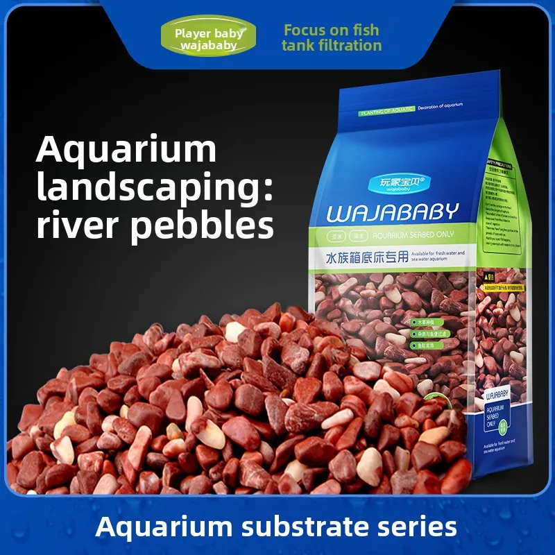 

WAJABABY Bloodstone Aquarium Substrate - Natural Red Mineral Gravel to Enhance Color in Flowerhorn&Parrot Fish, Stabilizes Water