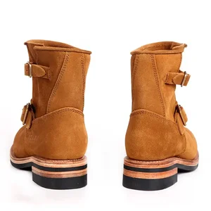Botas de engenharia de couro anti-pele alinhadas à mão, American Vintage, Motocicleta intermediada, Botas de cavaleiro do deserto 8 principais vendas bota masculina engenheiro - №6