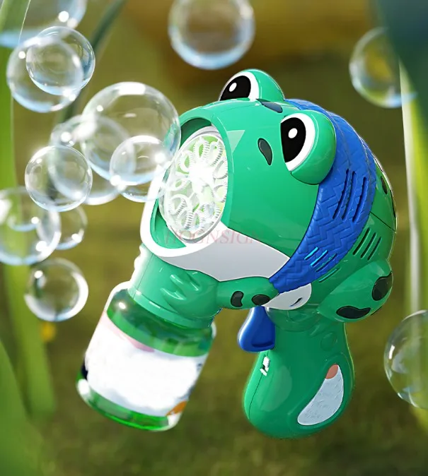 Totalmente automático Frog Bubble Gun para crianças, brinquedo elétrico, presente para meninos e meninas