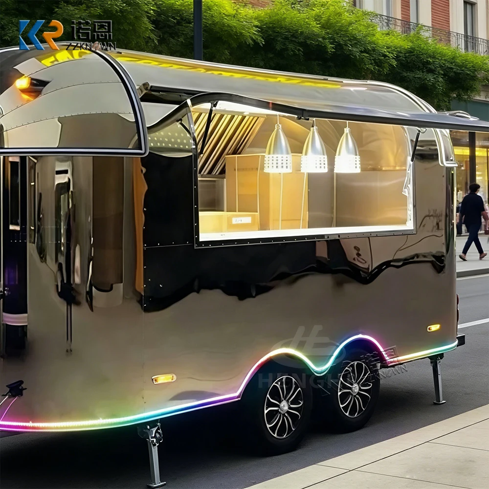 

Мобильная коммерческая тележка для еды на заказ, фургон для кейтеринга с зеркальной полировкой и полным кухонным оборудованием для бизнеса