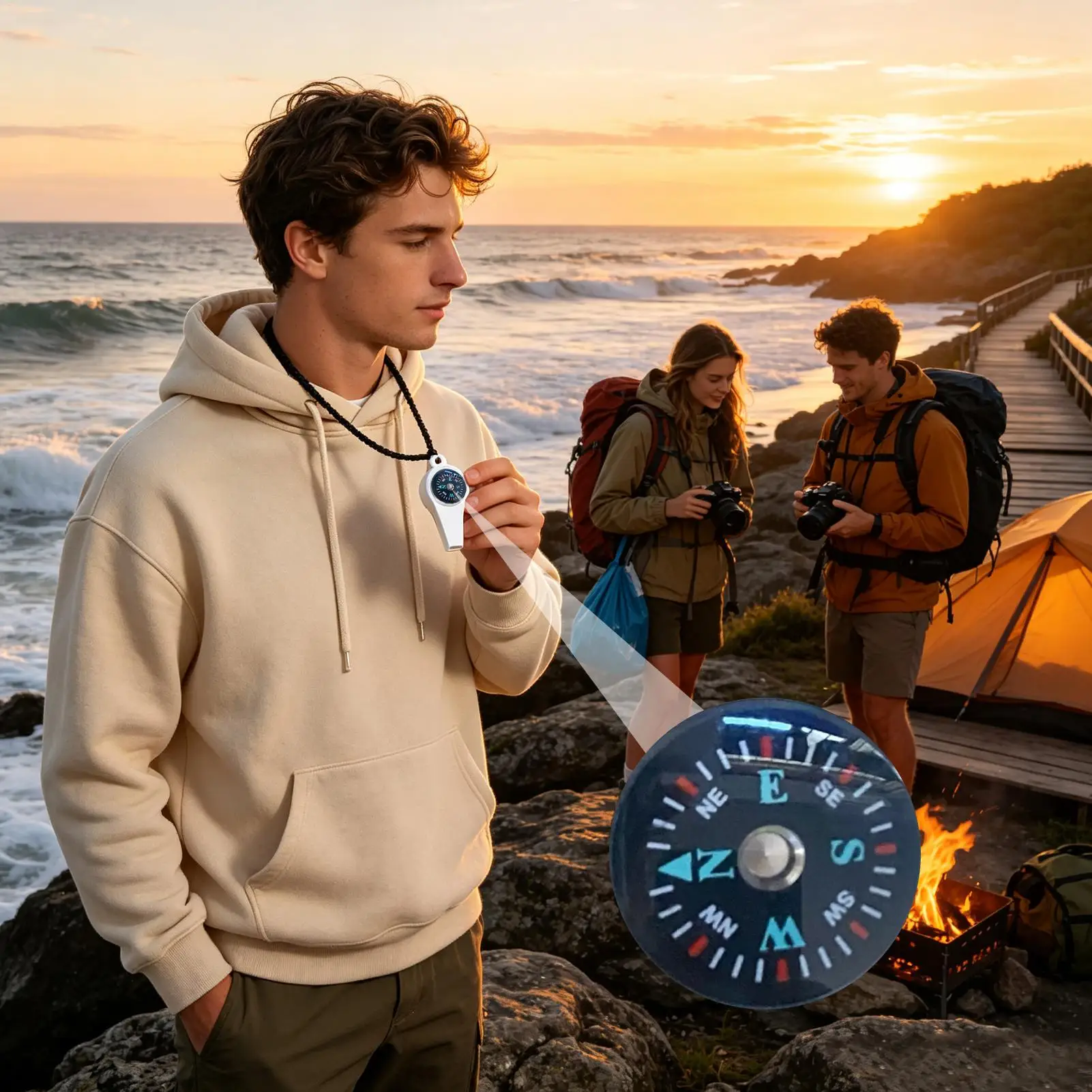 Camping Whistle Multi-Functional Loud Compass Outdoor Gear Portable Safety Survival Whistle For Outdoor Hiking Hunting Fishing