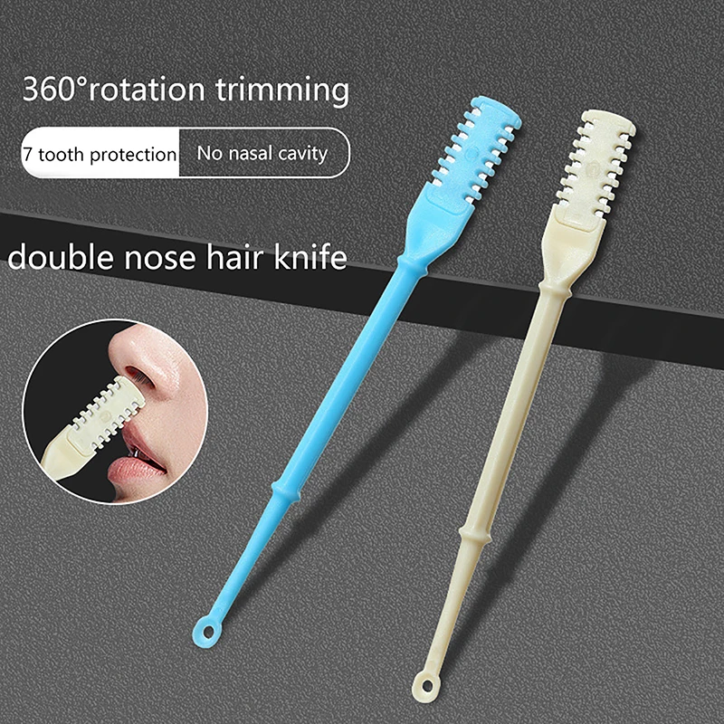 1/2/3/4 Pcs Washable Double Head Nose Hair Trimmer Nose Hair Ear Spoon 360°Rotate Nose Hair Knife Trimmer Stainless Steel