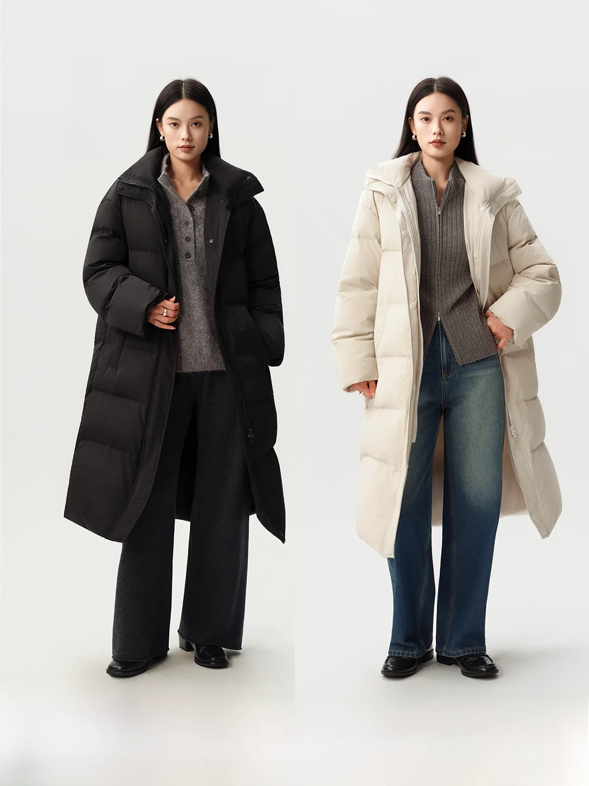 

Long down Jaet 90% White Goose down Men's Women's Large Collar Stand Collar Multi-wear Tee-proof Silhouette Durable Clean...