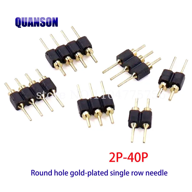 50PCS round pin spacing 2.54mm single pin holder round hole gold-plated single pin straight pin 2 3 4 6-40P