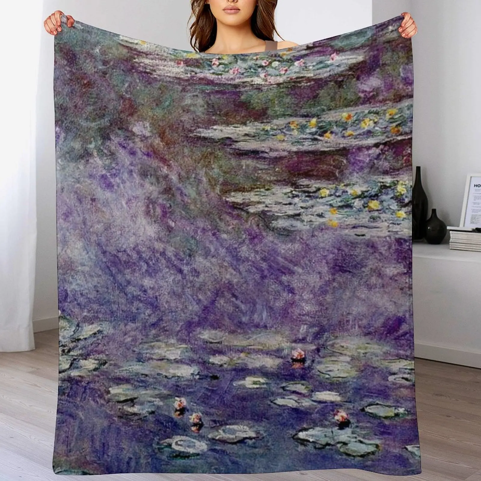 

Lavender Water Lilies Les Nymphas Lavandes par Claude Monet Throw Blanket Sofa Quilt Bed Fashionable Cute Blankets