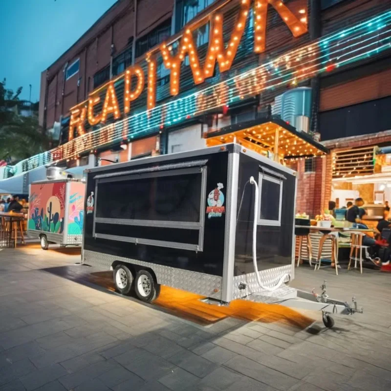 Customized Fully Catering Equipped USA Food Trailer Cart Hot Dog & Ice Cream Fast Food Truck With Full Kitchen Condition