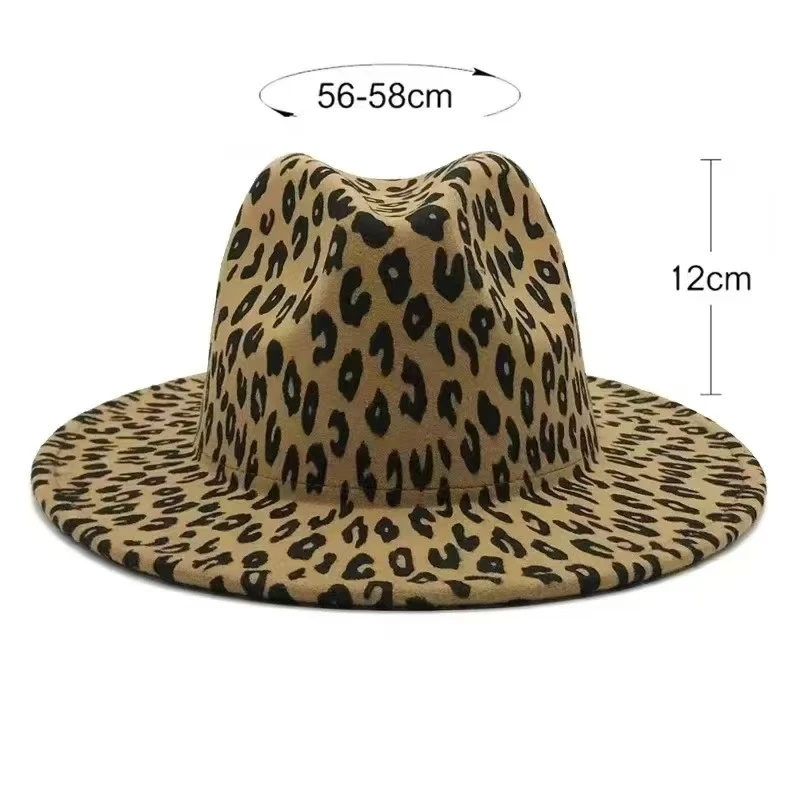 Sombreros fedora de fieltro de lana de Panamá para hombre y mujer, sombrero de ala ancha plana a la moda, estilo gótico de leopa