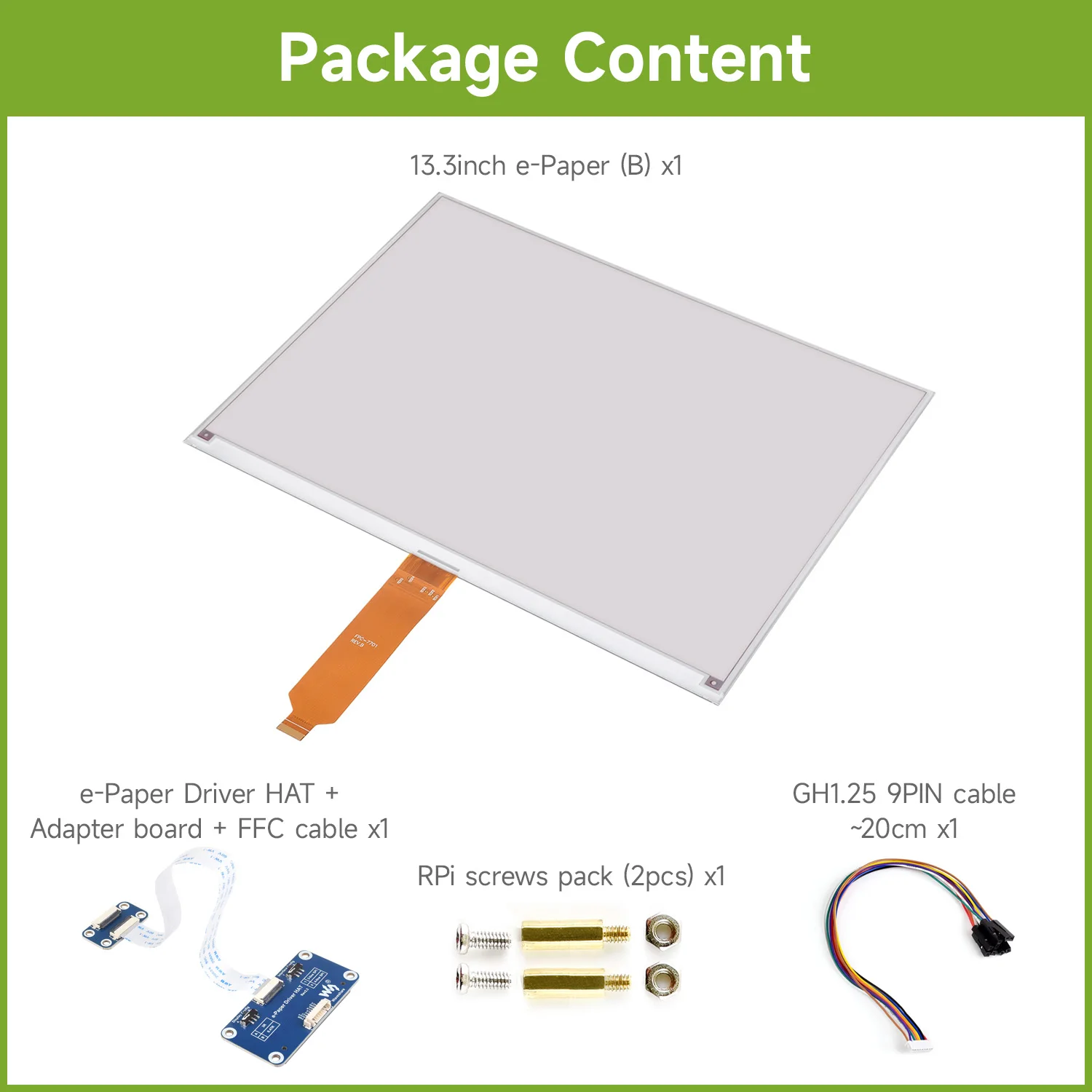 Waveshare 13.3inch e-Paper Display (B), E-Ink Display, 960×680 pixels, Red / Black / White for  Raspberry Pi/Jetson Nano/Arduino