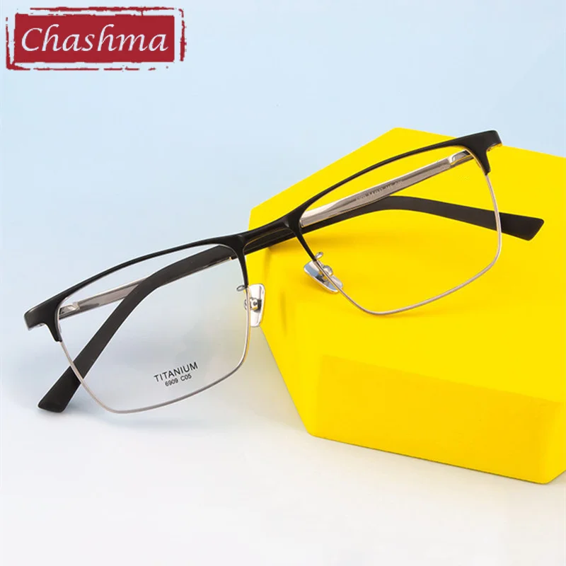 

Chashma Prescription Eyewear Spectacle for Men Square Gafas Student Teens Pure Titanium Ultra Light Glasses Frame for Men