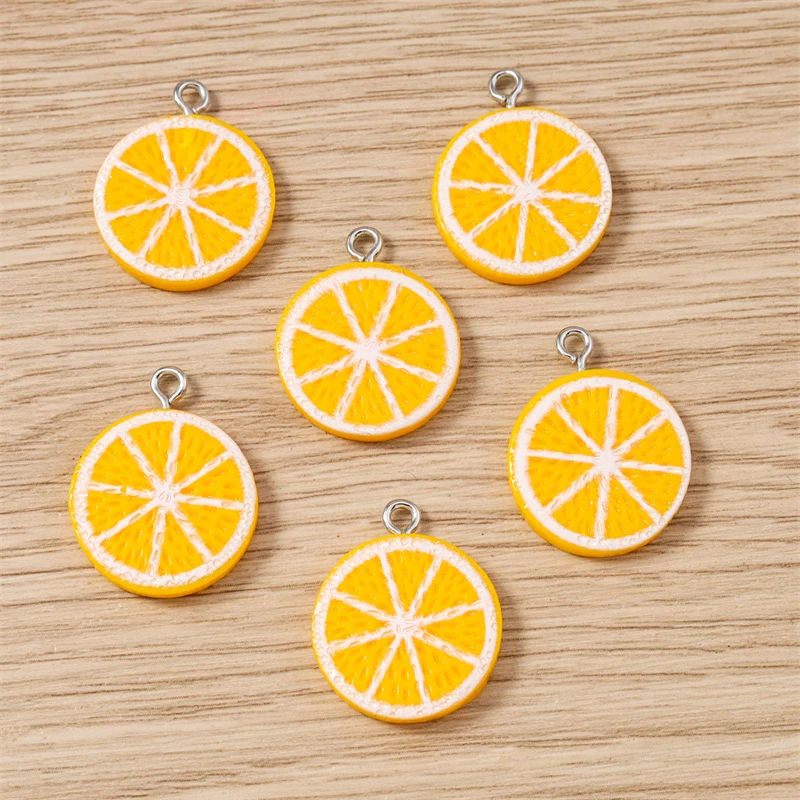 10 pz 19x23mm Carino Frutta Pendenti e Ciondoli Resina Arancione Fetta Pendenti con Ciondoli per la Creazione di Gioielli Collane Orecchini Artigianato FAI DA TE Accessori