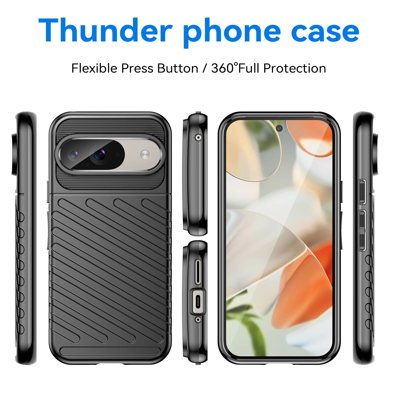 For Google Pixel 9 9pro pixel9 Luxury Mobile Shell Soft Thunder Back Cover for pixel9 pro Shockproof Silicone Case Coque Fundas