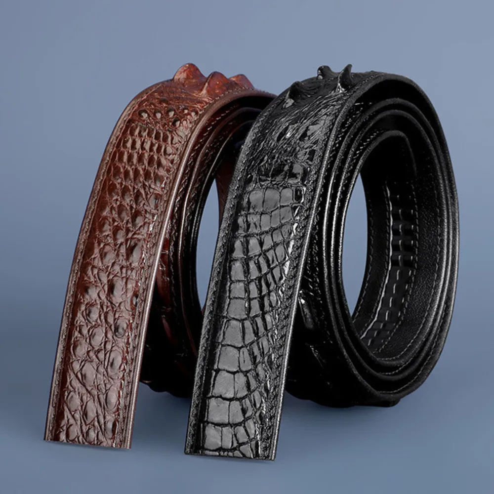 

Men's Genuine Leather Smooth Automatic Buckle Business Versatile Men Belt Without Headbands & Cummerbunds Waistband Waist Chain