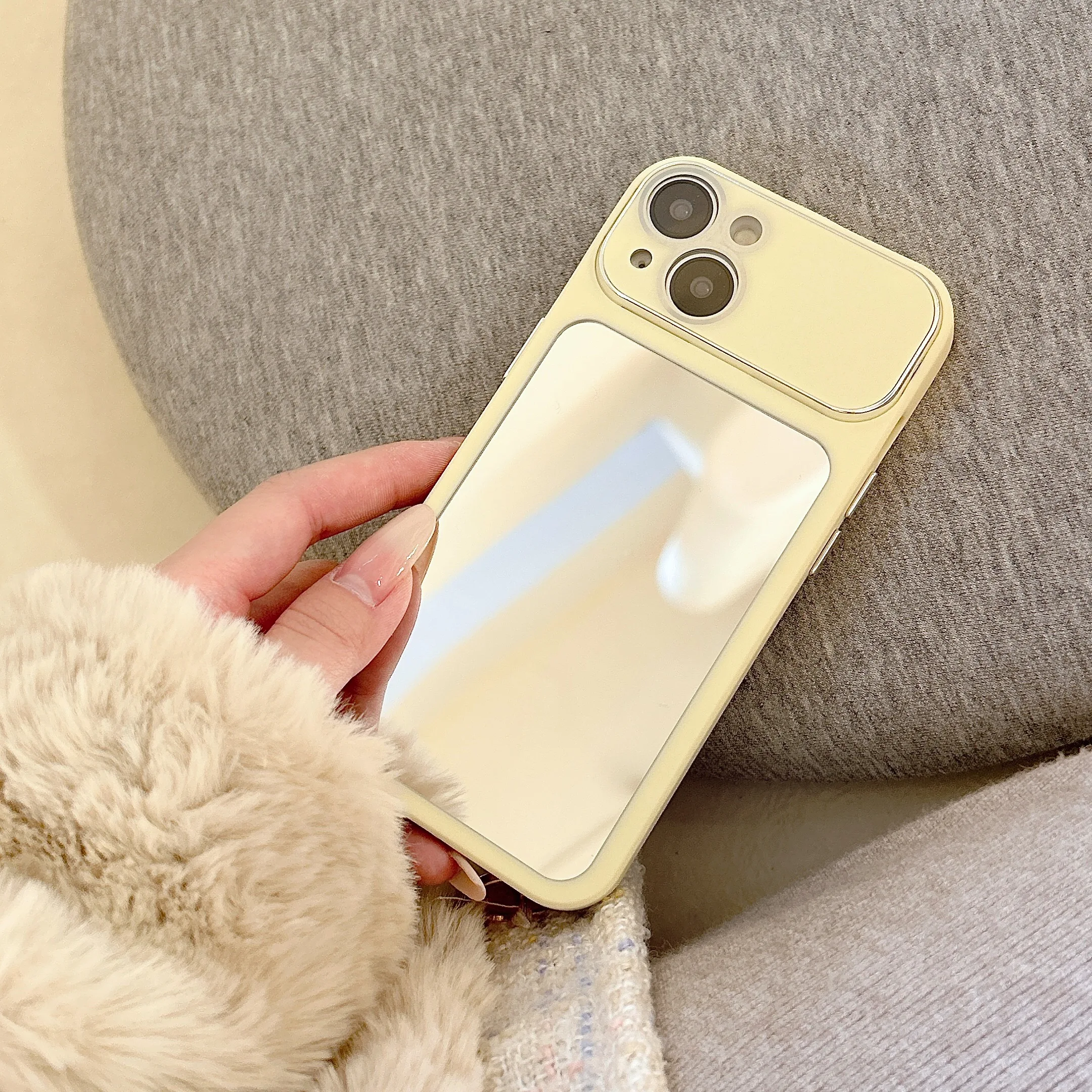 

Big Camera Window Case For iphone Cover With Mirror Film 15Promax 15pro 15 14 13 12 11 Pro Max Soft Skin Silicone Frame Protect