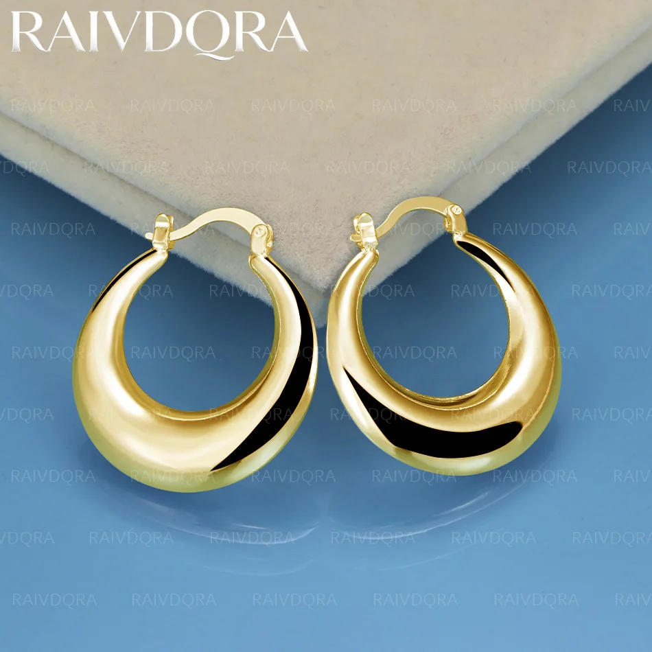 18K Gold Plated 30mm Round Water Drop Hoop Earrings For Women Fashion Classic Jewelry Engagement Wedding Accessories