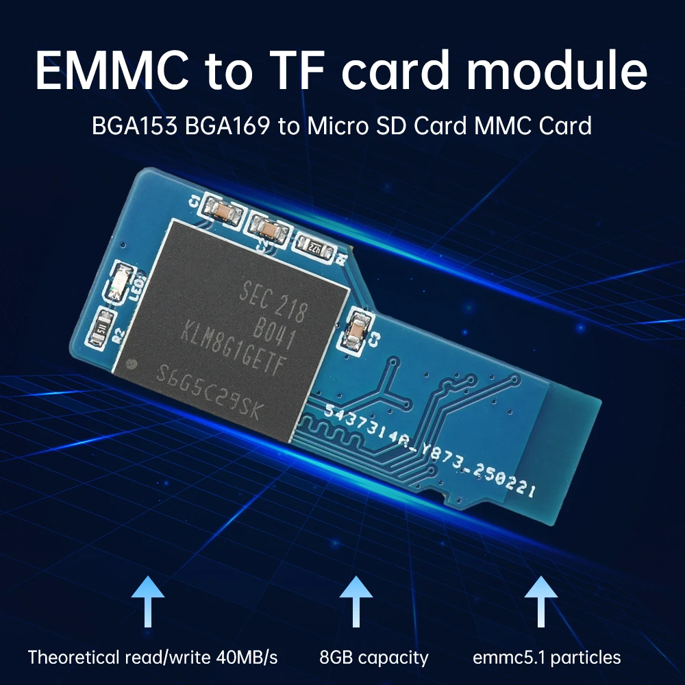 Module de carte EMMC vers TF 1.8/3.3V BGA153 BGA169 vers carte Micro SD carte MMC vitesse de lecture 40 mo/s vitesse d'écriture 20-40 mo/s