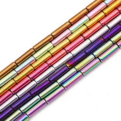 Long Cylinder Round Hematite Natural Stone Gold Color Spacer Loose Beads For Jewelry Making Diy Bracelets Pendants 13X4MM 30pcs