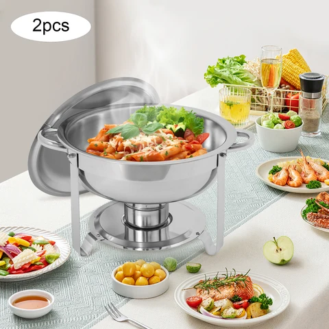 Набор из 4,5-литровых мармитов для шведского стола, 2/4 предмета, золотисто-серебряный, нержавеющая сталь, для самостоятельного подогрева еды на вечеринках/свадьбах, заправленный алкоголем набор жаровен отзывы - №8