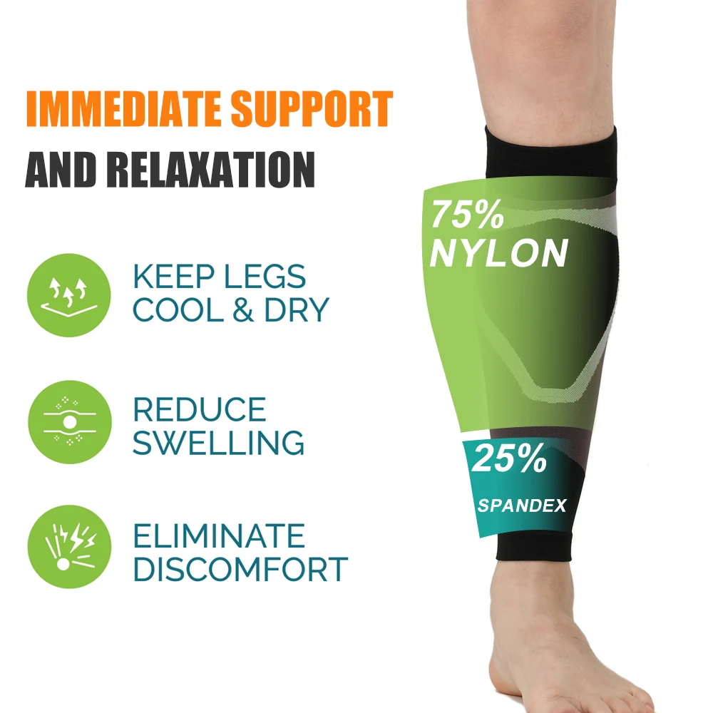 1Pair Calf Compression Sleeves for Men/Women - Leg Sleeve & Shin Splints Support -Varicose Vein Treatment for Legs & Pain Relief