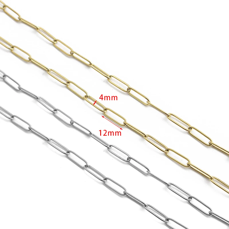 1Meter Stainless Steel Gold Plated Paperclip Chain Rolo Cable Link Chains for DIY Necklace Bracelet Anklet Jewelry Making