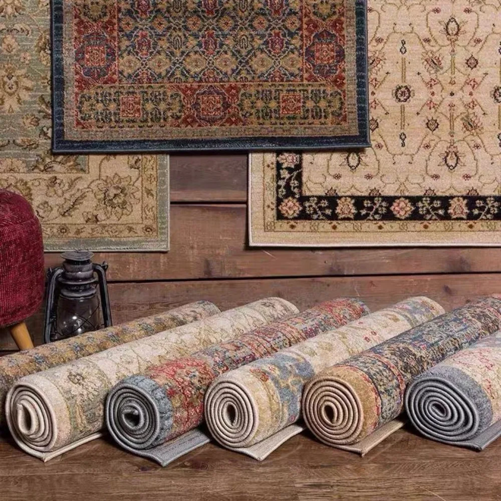 VIKAMA American Moroccan Imitation Cashmere Washed Back Living Room Rug Moisture-Proof Mildew Resistant Bedroom Bed Blanket