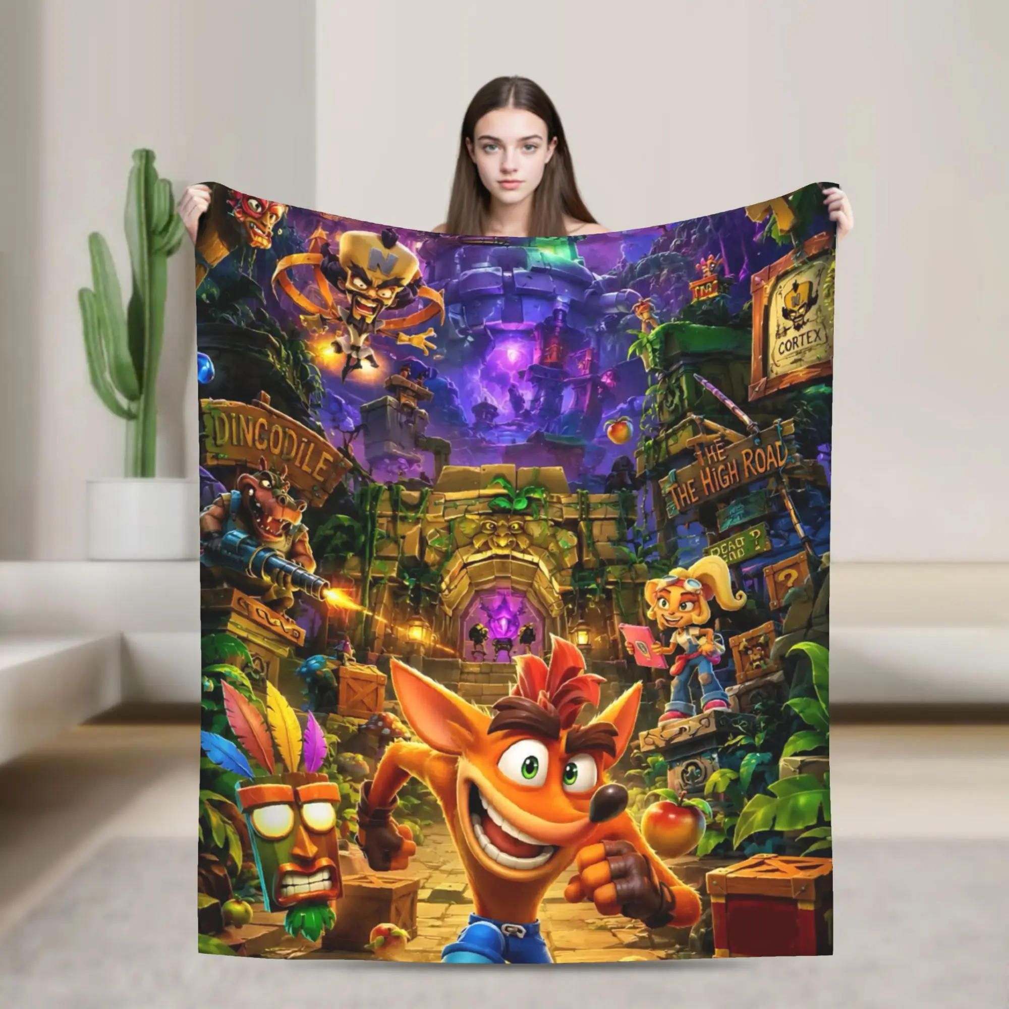 Crashed Game Bandicoots Blanket Fleece Aku Ultra-Soft Throw Blankets for Outdoor Travel Bedspread