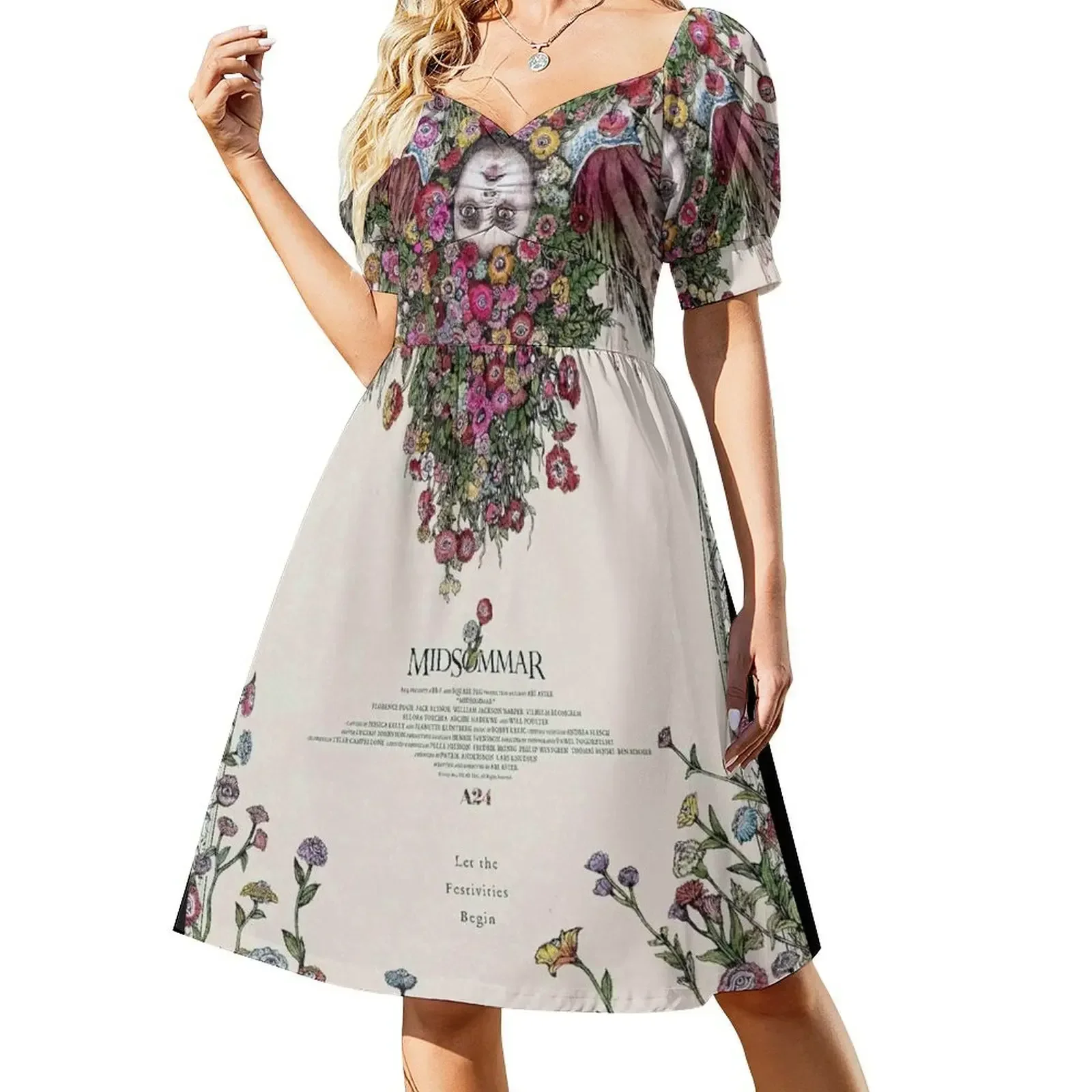 

Scarying Flowery Grils Short-Sleeved Dress Dress women Dresses gala evening dress woman evening ladies