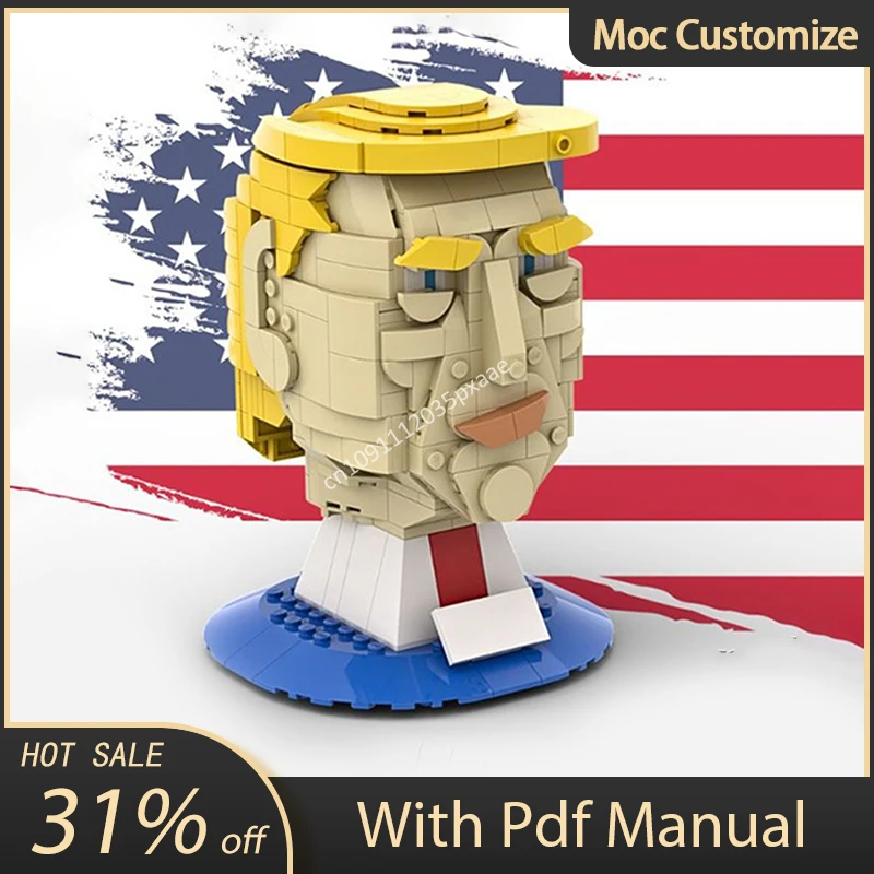 497pcs Moc Donald Trump President avatar Model Building Blocks Assembly Creativity Bricks Toys Kids Birthday Christmas Gifts