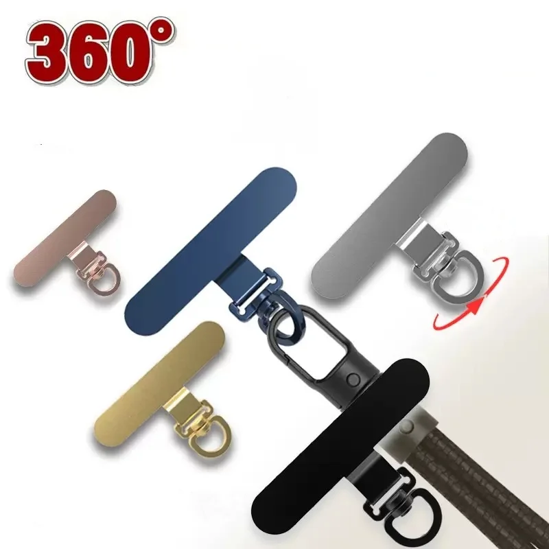 360° Rotatable Phone Lanyard Clip Patch Ultra-thin Stainless Steel Phone Case Hanging Rope Card Anti-lost Strap Fixed Gasket