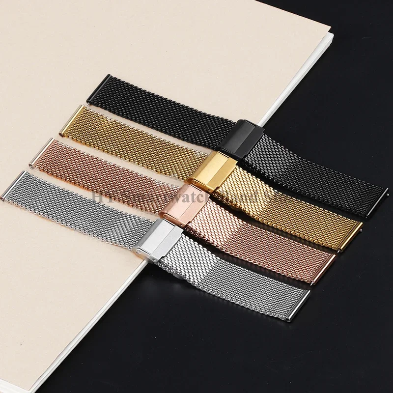 0.6 مللي متر 1.0 مللي متر Milanese شبكة الصلب حزام 18 مللي متر 20 مللي متر 20 مللي متر 24 مللي متر ل Seiko ل أوميغا الفولاذ المقاوم للصدأ المعادن معصمه سوار عالمي