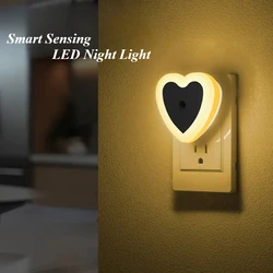 LED Mini Night Light EU/US Plug Light Sensor Heart Shape Nights Lamp For Kid's Room Bedroom Bedside Aisle Corridor 110V 240V