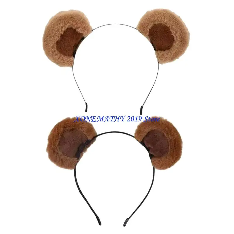 

F42F Повязка для волос из дышащей ткани с плюшевыми медвежьими ушками идеально подходит для младенцев и малышей