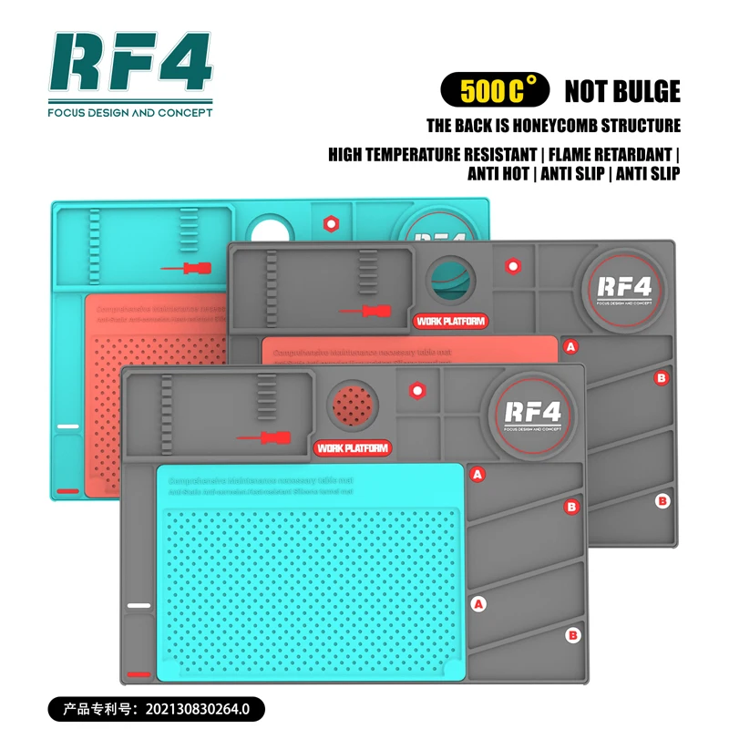 

RF4 RF-PO2 Microscope Maintenance Mat Universal Heat Resistant Multifuctional Phone Repair Platform Soldering Silicone Mat