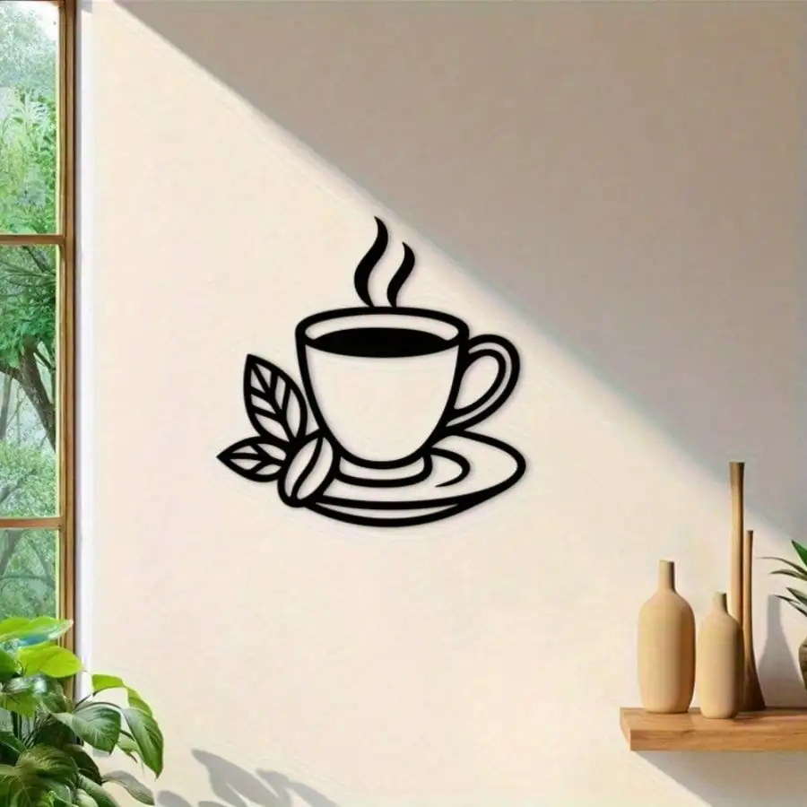 CIFBUY Wrought Iron Coffee Cup Wall Decor Vintage Industrial Art, Cafe Home Bar Kitchen Hanging Metal Sign Ornament