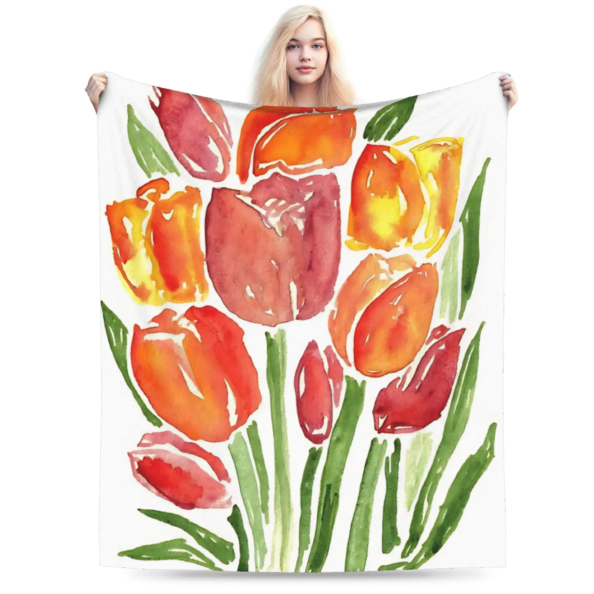 Warm Soft Blanket Girls Boys Decorative Flower Market  Throw Blanket  Flannel Bedspread For Outdoor Novelty Sofa Bed Cover