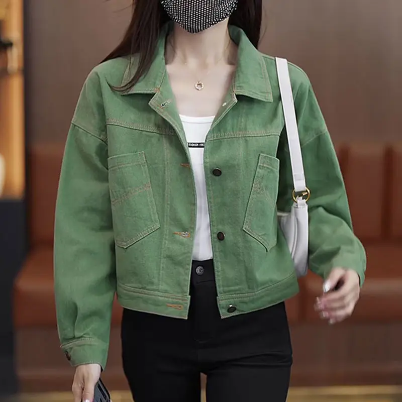 

Women's Loose Denim 2025 Spring Autumn Fashion-trendy Loose Fit Short Coat With Long Sleeves For Petite Women Outerwear