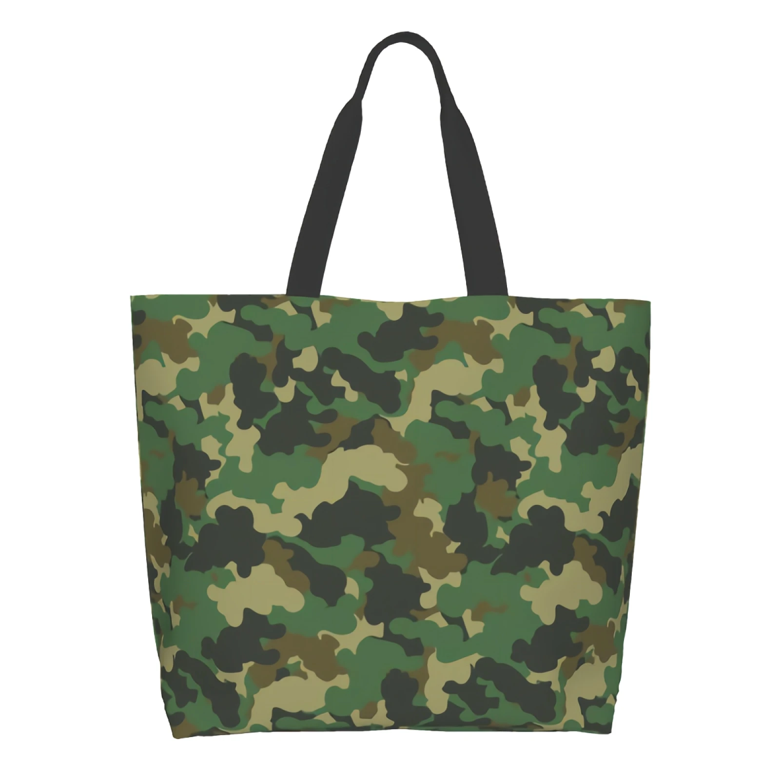 Green Abstract Camouflage Extra Large Grocery Bag Camo Forest Reusable Tote Bag Shopping Travel Storage ToteShoulder Bag