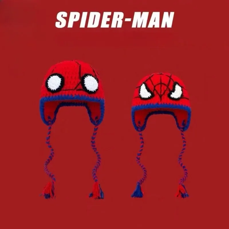 Marvel Spiderman Peripheral Movies sombrero de lana cálido para niños, dibujos animados divertidos, padres e hijos, al aire libre, regalo de invierno