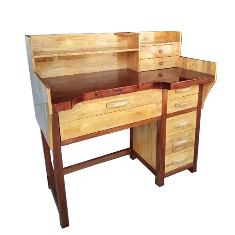 Portable solid wood workbench for gold jewelry making equipment and tools, including goldsmith's workbench
