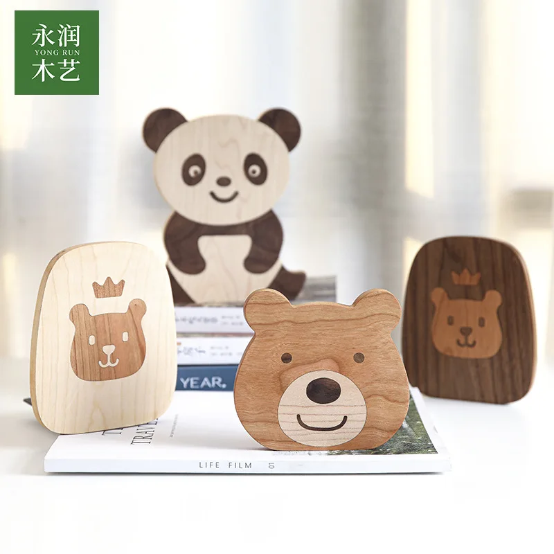 New solid wood cartoon book stand wholesale panda bear lion student creative book file book stand home decoration