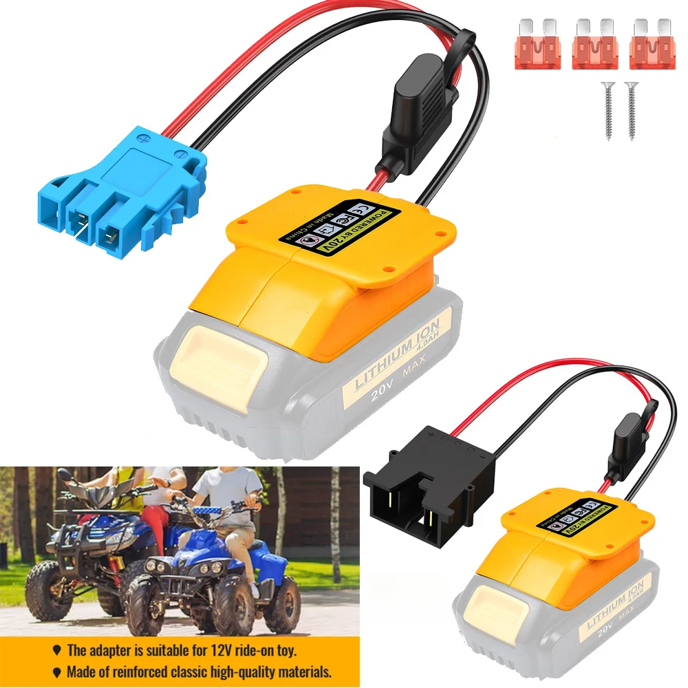 Adaptador Power Wheels para Dewalt Bateria com Fusível 12awg 40a Suporte Chicote de Fios Compatível com Peg Perego Kids Ride-on Toy